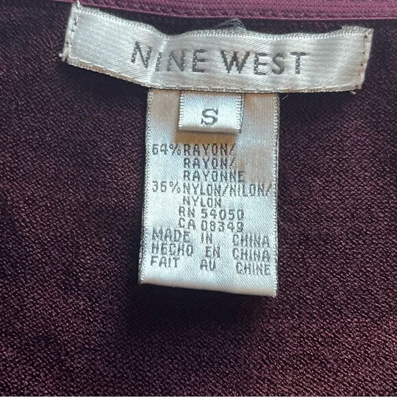 Nine West Women's Lace Up Blouse/Tunic Burgundy Size Small, Long sleeve - Picture 2 of 9